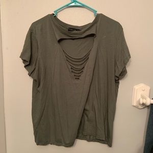 forever 21 plus green top with shred detail